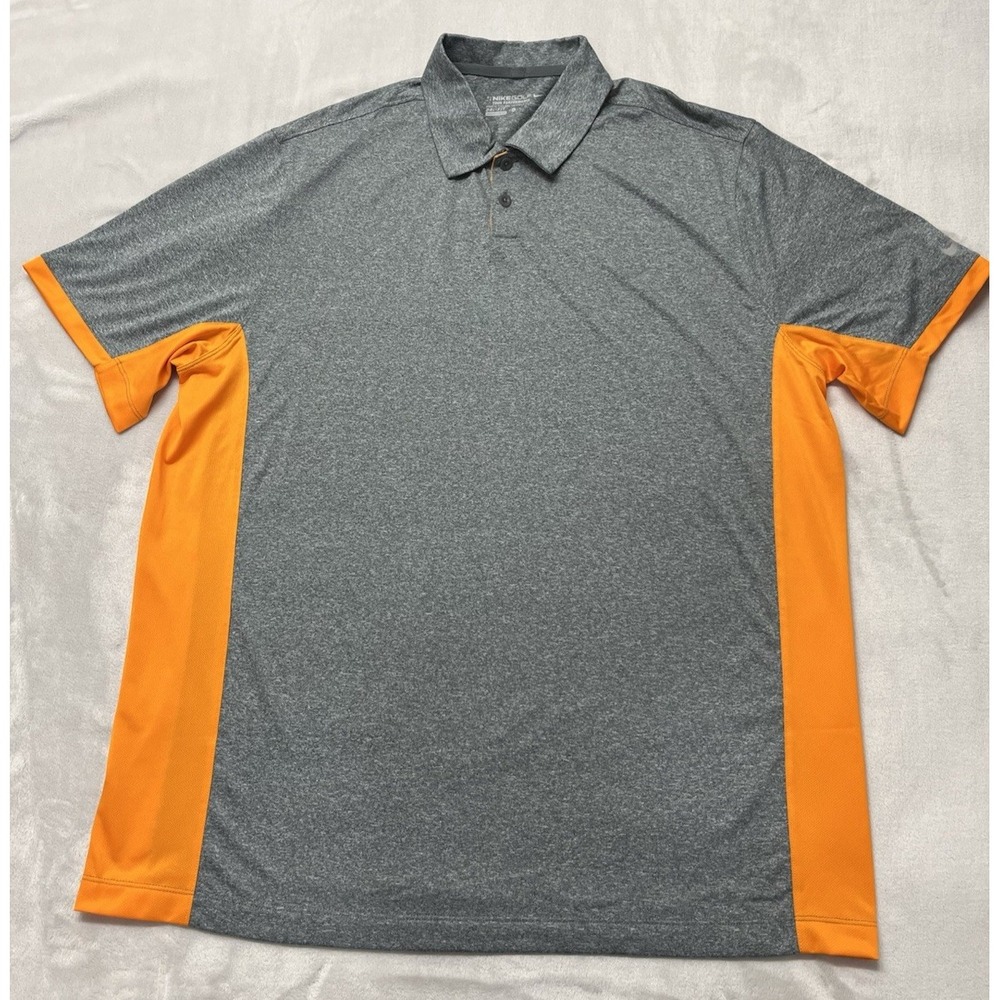 Nike Golf Polo Shirt Men XL Gray Colorblock Tour Performance DRI-FIT Excellent
